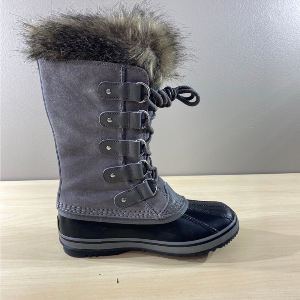 Sorel Women's Gray and Black Fur-Trimmed Calf-high Boot - Picture 3 of 7